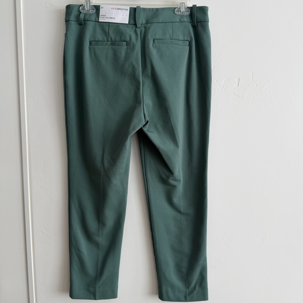 Liz Claiborne Emma Slim Pants Green 8P NWT - Picture 2 of 7